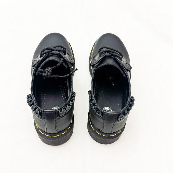 Dr. Martens Docs 1461 Frill Black Ruffled Leather Accent Loafer Size 6 NWT - Picture 2 of 6